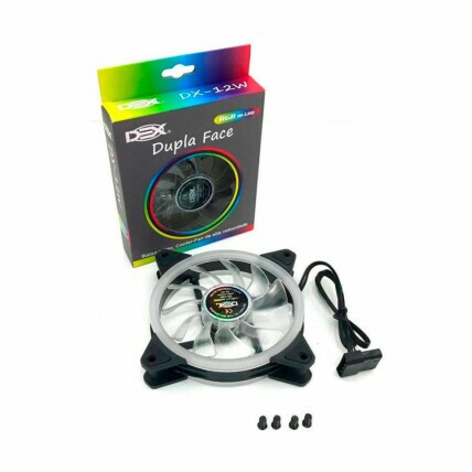 Cooler Fan RGB 120mm, com Led RGB Duplo, Dex, DX-12W