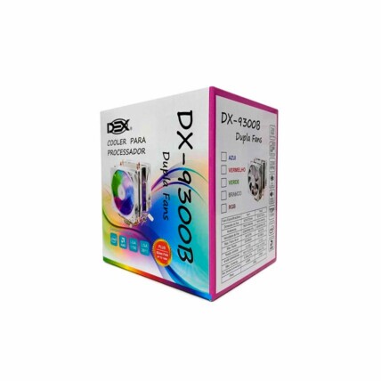 Air Cooler para Processador Gamer Dex, Fan Duplo, 120mm, Branco, Led Azul, para Intel e AMD, DX-9300B-AZ