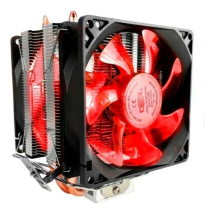Air Cooler para Processador Gamer Dex, Fan Duplo, para Intel e AMD, Led Vermelho, DX-9100D