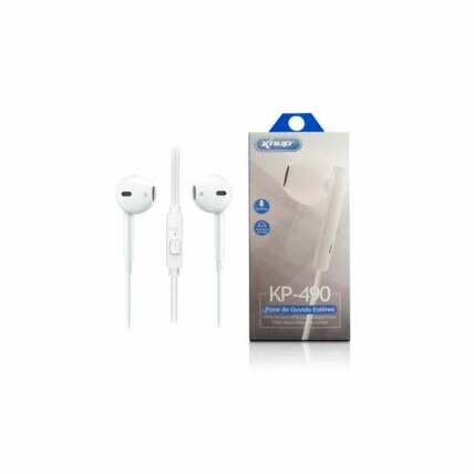 Fone de Ouvido com Microfone Knup, Branco, KP-490