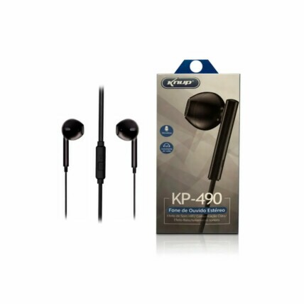 Fone de Ouvido com Microfone Knup, Preto, KP-490