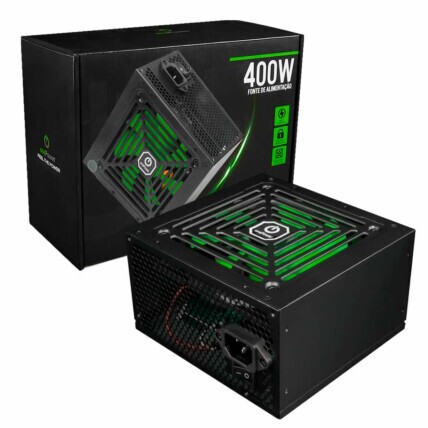 Fonte 400W One Power, ATX, Bivolt Automático, PFC Ativo, Preto e Verde, MP-400-OPASW
