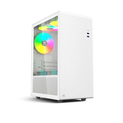 Gabinete Gamer C3Tech, Mid Tower, 3 Fans RGB, Vidro Temperado, Branco, MT-G200WH