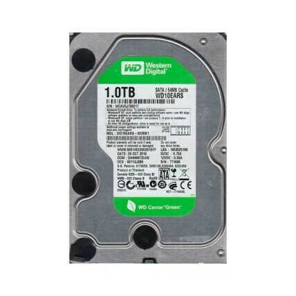HD 1TB  Western Digital Caviar Green, Sata II, 7200RPM, 64mb Cache, WD10EARS