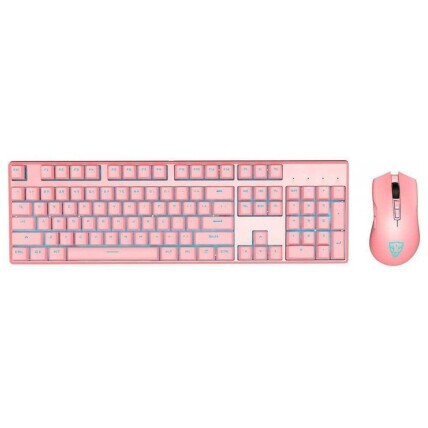 Kit de Teclado e mouse Gamer Motospeed CK700 Rosa, Teclado Mecânico e Mouse