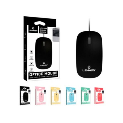 Mouse Lehmox, Óptico, Usb, Office, Amarelo, LEY-1564