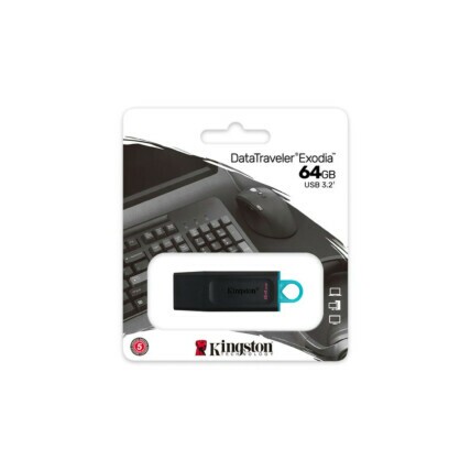 Pendrive Kingston 64GB DataTraveler Exodia, USB 3.2, Preto e Azul, DTX/64GB