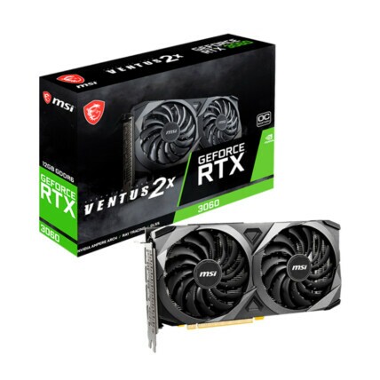 Placa de Vídeo MSI GeForce RTX 3060 Ventus 2X Black 12G OC, 12GB GDDR6, DLSS, Ray Tracing, 912-v397-050