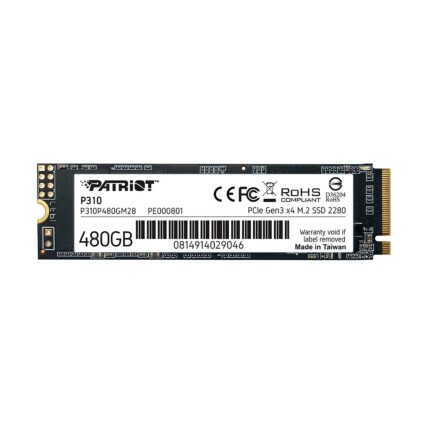 SSD M2 Patriot P310, 480gb, 2280, PCIe Gen 3x4, NVMe, P310P480GM28