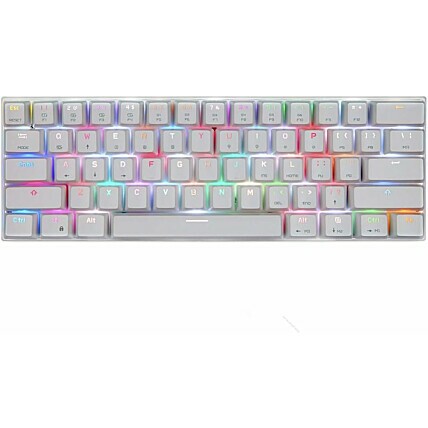 Teclado Mecânico Gamer Motospeed CK62, RGB, Branco, Switch Azul, Bluetooth