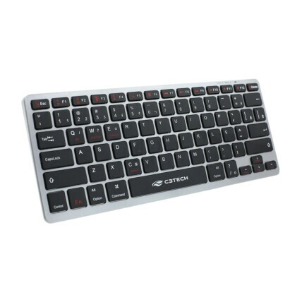 Teclado Sem Fio C3Tech, Recarregável, Bluetooth, K-BT50BK 